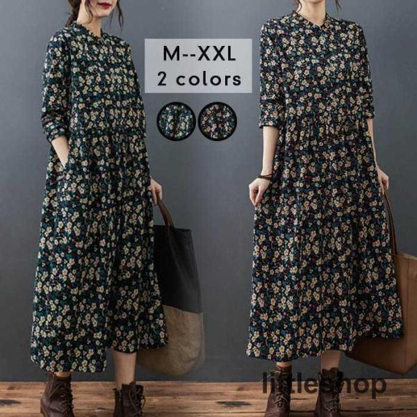ワンピース レディース 40代 50代 春夏秋 ５分袖 ミモレ丈ワンピース エスニック風 プリント ...