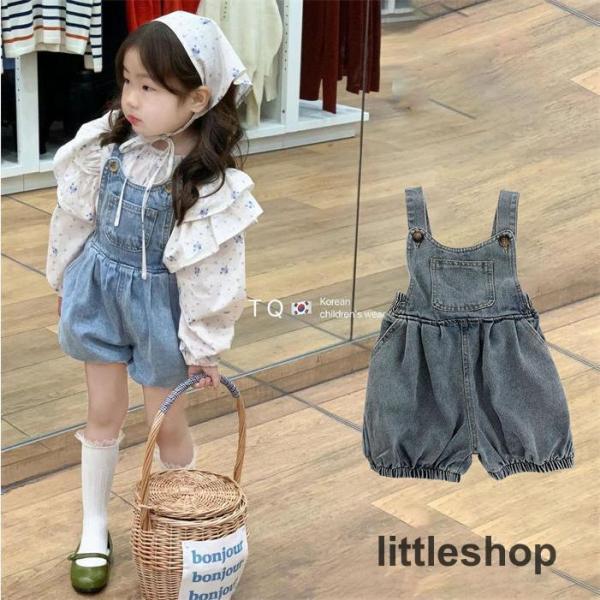 セットアップ ベビー 子供服 女の子 ブラウス 春秋 上下セット サロペット デニム トップス シャ...