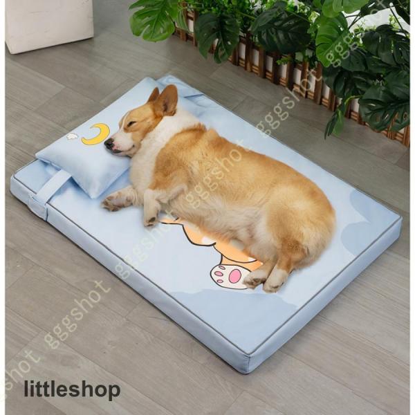 ソフト クールマット ペットクッション ペットベッド 犬 柔らかい 枕付き 涼感 軽量 滑り止め 丸...