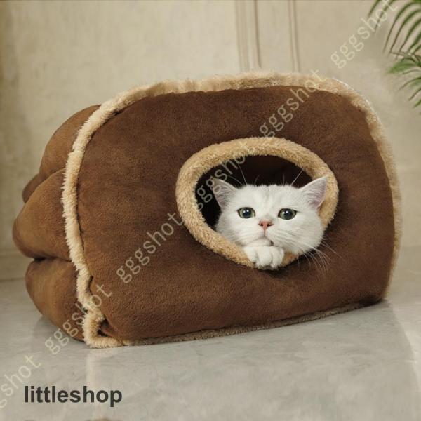 犬 ベッド 猫 ペットベッド ドーム型 猫ハウス ペットクッション 冬 暖かい 滑り止め ふわふわ ...