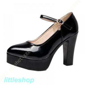 黒いストラップ付きハイヒールパンプス 楽天市場】パンプス ストラップ付き チャンキヒール セパレート