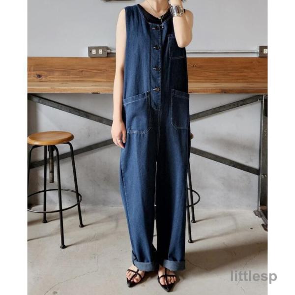 デニムサロペット サロペット パンツ レディース 春 夏 秋 デニムパンツ ワイドパンツ 大きいサイ...