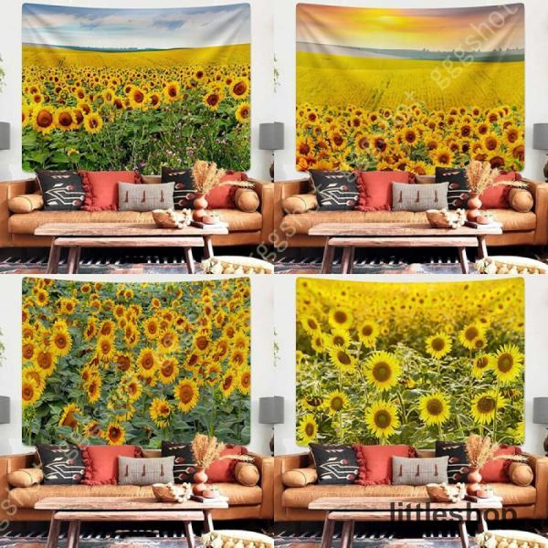 タペストリー 壁掛け 風景 ひまわり 花柄 向日葵 飾り 背景布 多機能 太陽 光 部屋 新居祝い ...