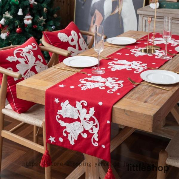 クリスマス テーブルランナー クリスマス食卓飾り テーブルクロス パーティグッズ 綿麻製 ベルパター...