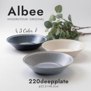 みのる陶器 Albee パスタ皿 カレー皿 おしゃれ 北欧 深皿 くぼみ 取り皿 盛り付け皿 和食器 洋食器 美濃焼 アルビー 22.3cm