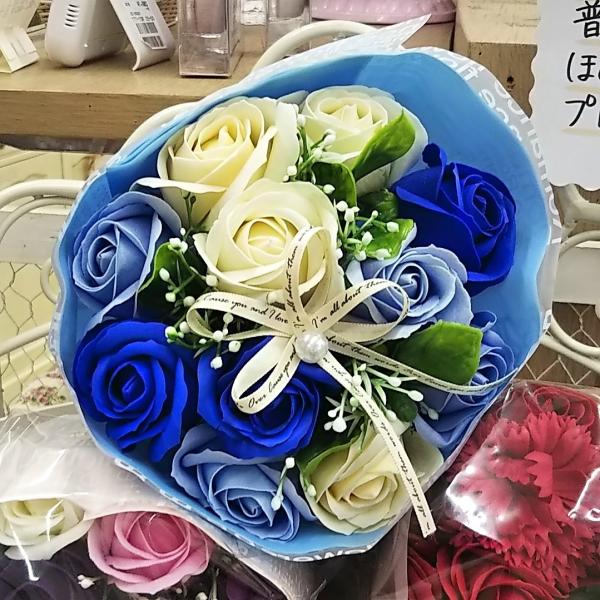 ソープフラワーの花束　ブルー
