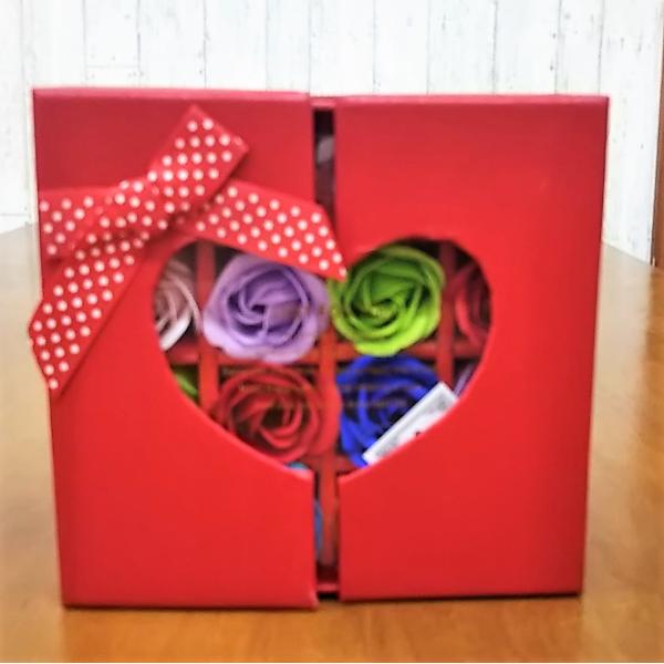 ソープフラワーのハートボックス　赤