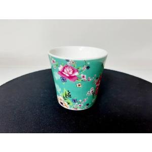 客家花布柄 ミニ茶杯 ミントグリーン 台湾 茶器 猪口 人気 お土産