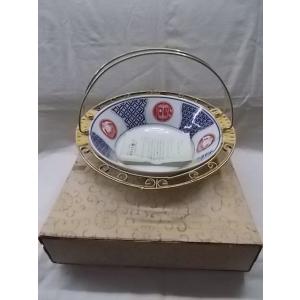 新古品 相撲土産 金具付フルーツ丼 陶器 丼径23.5cm 未使用 元箱入り 個人宅経年保管品 BA...