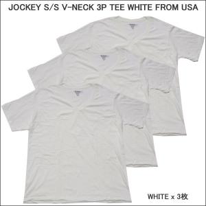 JOCKEY(ジョッキー)S/S V-NECK 3P TEE WHITE(半袖 Vネック ３枚組 アンダーウェア 白)FROM USA