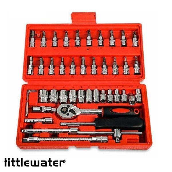 ラチェットソケット ラチェットレンチセット　レンチソケットセット　6.3mm　46点セット 修理工具...