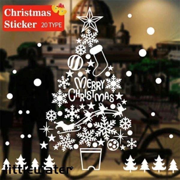 クリスマス ウォールステッカー クリスマスツリー サンタ 北欧 ウィンドウステッカー 窓 ガラス ウ...