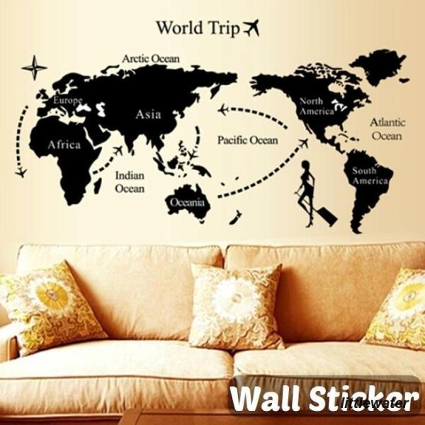 ウォールステッカー 壁紙シール 世界地図 ワールドマップ MAP モノトーン モノクロ ブラック 黒...