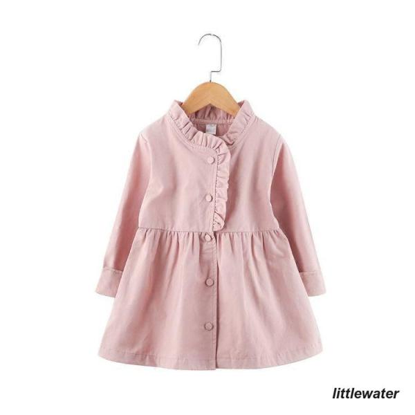 キッズワンピース 長袖ワンピース ワンピース 春コート コートワンピース 子供服 キッズ服 女の子用...