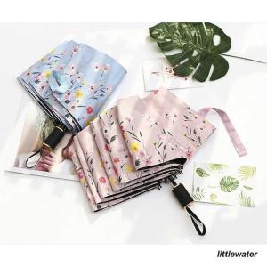 折りたたみ傘 傘 レディース 女性用 8本骨 花 フラワー 草花 ピンク 水色 可愛い かわいい｜littlewater