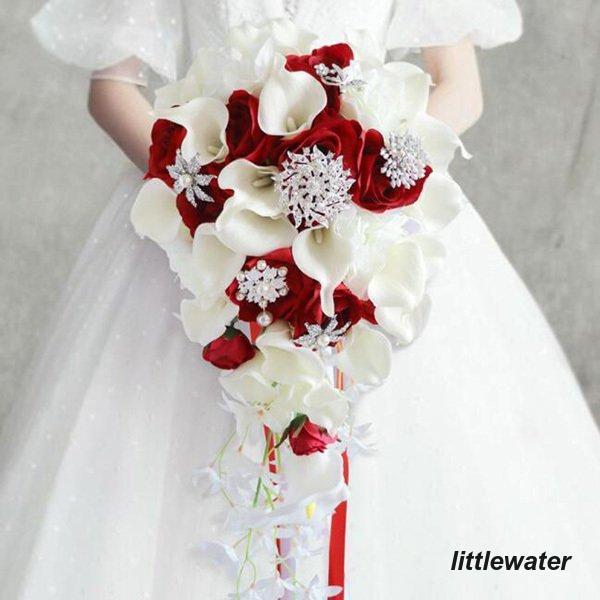 ◆ウエディングブーケ 花束 花飾り  結婚式 バラ造花 ウェディング用 アレンジメント 花嫁 披露宴...