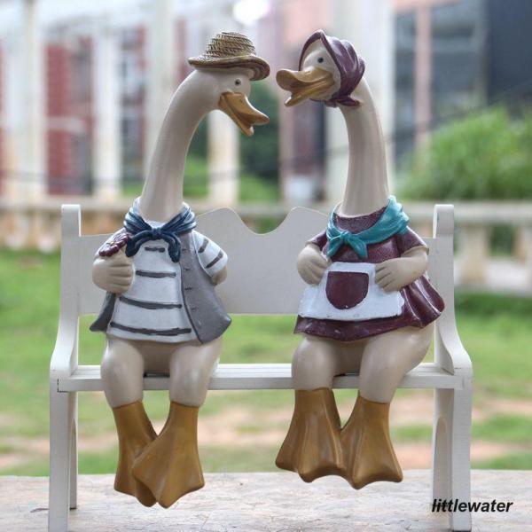 置物 アヒル ダック 夫婦 樹脂 北欧 ガーデニング 飾り物 庭 ガーデン おしゃれ オブジェ オー...
