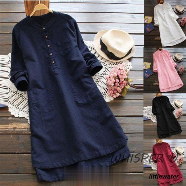 ワンピース ワンピース レディース 30代 40代 夏 春 秋 トップス ロングシャツ プルオーバー...