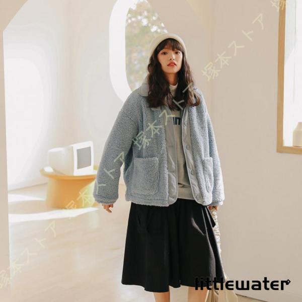 ボアブルゾン ボアジャケット かわいい もこもこ ノーカラー ふわふわ 暖かい レディース コート ...