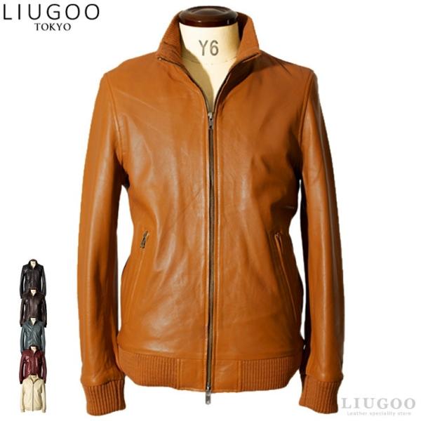 【20周年記念20%OFFクーポン】LIUGOO 本革 レザートラックジャケット ジャージ メンズ ...
