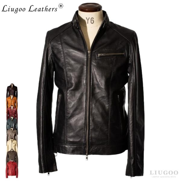 【20周年記念20%OFFクーポン】レザージャケット 本革 シングルライダースジャケット 革ジャン ...