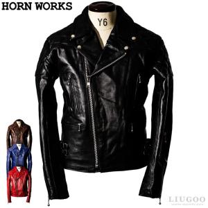 Horn Works 本革 UKパッドダブルライダースジャケット メンズ ホーンワークス 3548  レザージャケット バイカージャケット｜liugoo