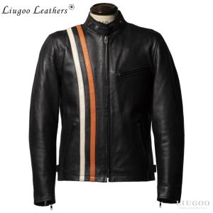 Liugoo Leathers 本革 プロテクター付シングルライダースジャケット メンズ リューグーレザーズ SRS10A  シングルライダース｜liugoo