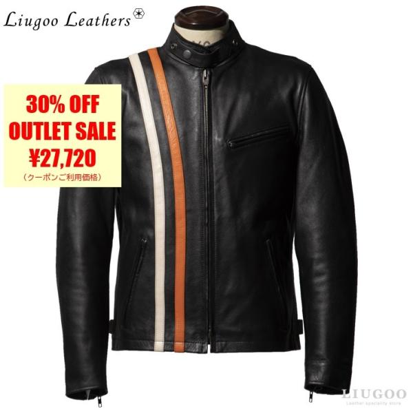 【50%OFFクーポン】Liugoo Leathers 本革 プロテクター付シングルライダースジャケ...