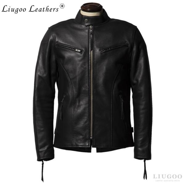 【20周年記念20%OFFクーポン】Liugoo Leathers 本革 プロテクター付シングルライ...
