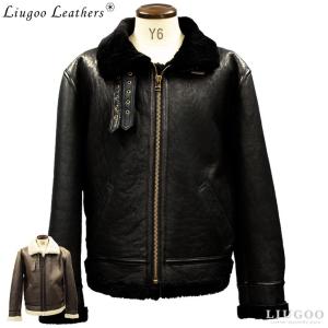 Liugoo Leathers 本革 B-3フライトジャケット ムートンジャケット メンズ リューグーレザーズ MIL02A  レザージャケット バイカージャケット｜liugoo