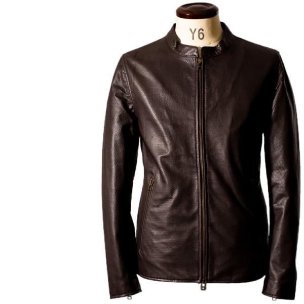【20周年記念10%OFFクーポン】本革 メッシュレザー シングルライダースジャケット メンズ SR...