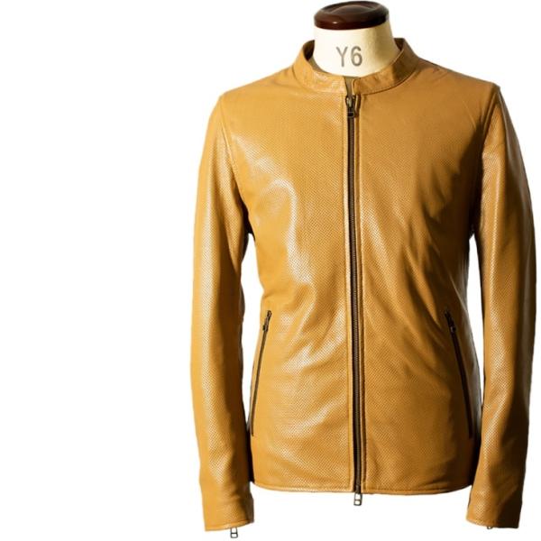 【20周年記念10%OFFクーポン】本革 メッシュレザー シングルライダースジャケット メンズ SR...