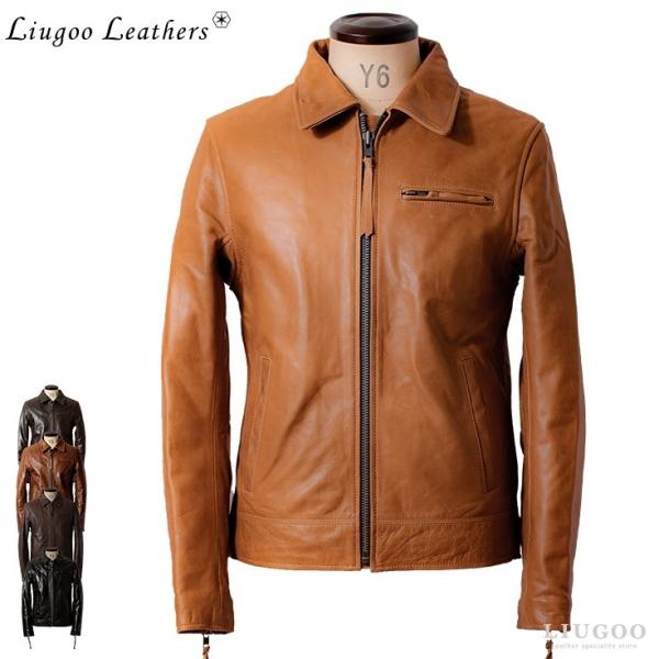 【50%OFFクーポン】Liugoo Leathers 本革 トラッカージャケット メンズ リューグ...