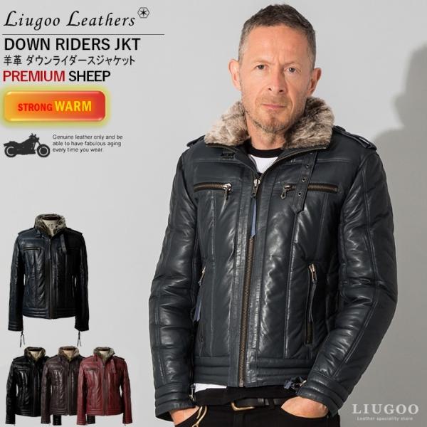 【20周年記念10%OFFクーポン】Liugoo Leathers 本革 ウィングネック ダウンライ...