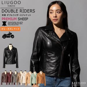 LIUGOO 本革 ダブルライダースジャケット レディース リューグー DRY02LB  レザージャケット 革ジャン