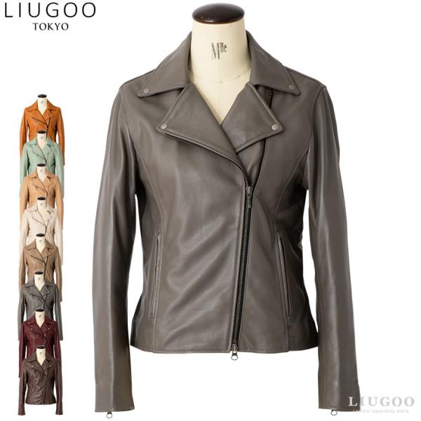 【20周年記念20%OFFクーポン】LIUGOO 本革 ダブルライダースジャケット レディース リュ...