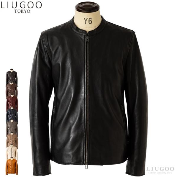 【20周年記念20%OFFクーポン】LIUGOO 本革 シングルライダースジャケット メンズ リュー...