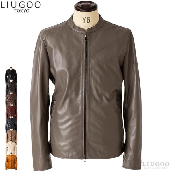 【20周年記念20%OFFクーポン】LIUGOO 本革 シングルライダースジャケット メンズ リュー...