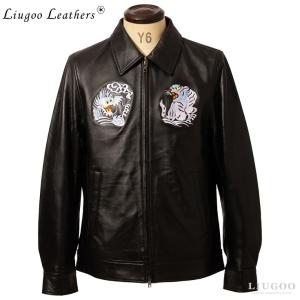 Liugoo Leathers 本革 レザースカジャン メンズ リューグーレザーズ SRY12B  レザージャケット ライダースジャケット｜liugoo