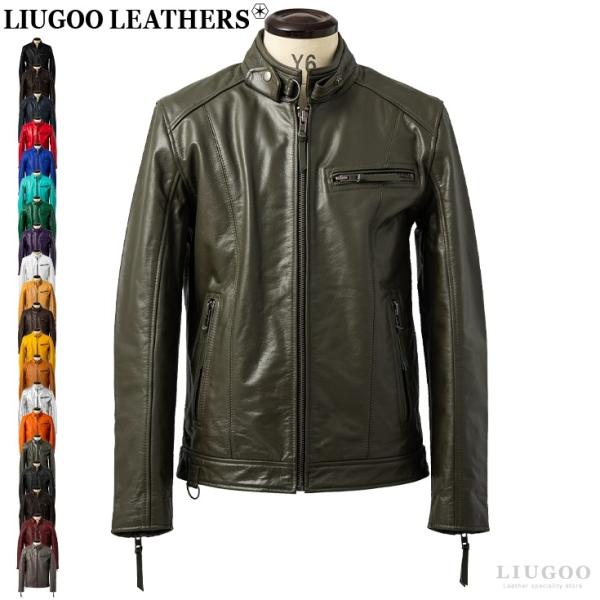 Liugoo Leathers 本革 シングルライダースジャケット メンズ リューグーレザーズ SR...