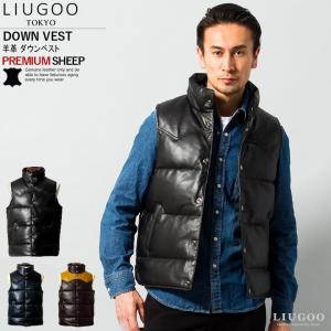 Liugoo Leathers LIUGOO 本革 レザーダウンベスト メンズ