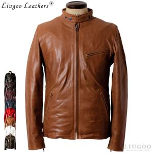 Liugoo Leathers 本革 シングルライダースジャケット メンズ リューグーレザーズ SRS01A｜liugoo