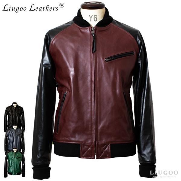 Liugoo Leathers 本革 レザ-バイカースタジャン メンズ リューグーレザーズ SRR0...