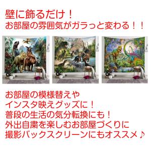 タペストリー 恐竜 ティラノザウルス トリケラ...の詳細画像1