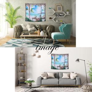 タペストリー 海 リゾート 窓 風景 大判 大...の詳細画像3