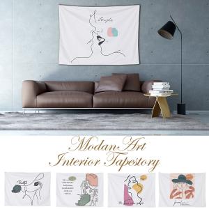 タペストリー 北欧 線画 100cm×70cm 小さい おしゃれ ナチュラル シンプル モダン アート 癒し 部屋 飾り付け 窓 背景布 ファブリックポスター
