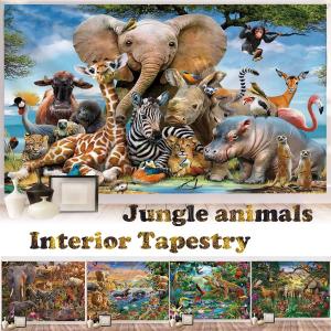 タペストリー ジャングル 動物 動物園 楽園 自然