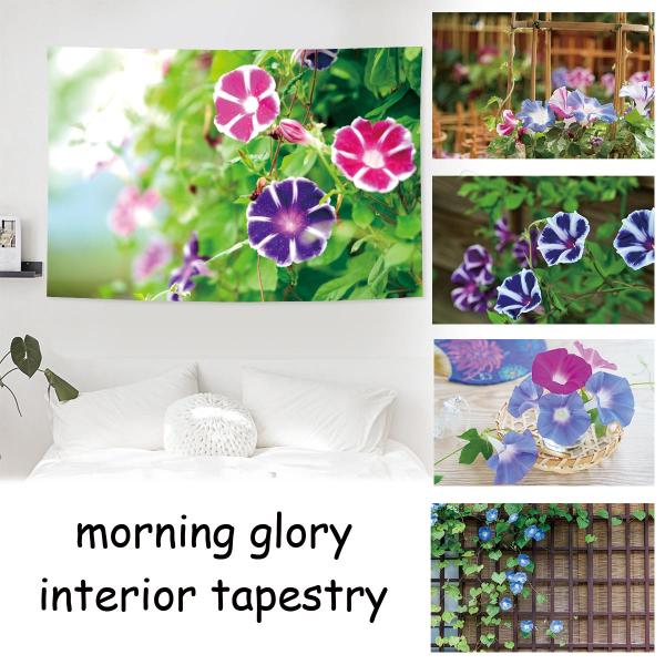 タペストリー 朝顔 あさがお 夏 ピンク 紫 ブルー フラワー 大輪 植物 季節 早朝 空 おしゃれ...