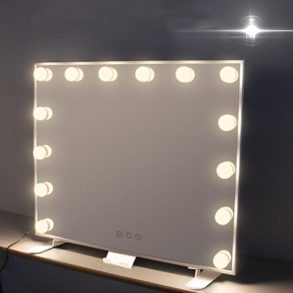 卓上ミラー 大型 LEDライト付きミラー おしゃれ 化粧鏡 LEDミラー 鏡 無段階調光 3段階調色...