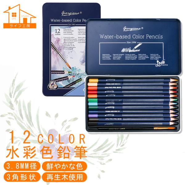 【giorgione/12色セット/水彩色鉛筆/人間工学/再生木採用】 高級 水彩 色鉛筆 12色 ...